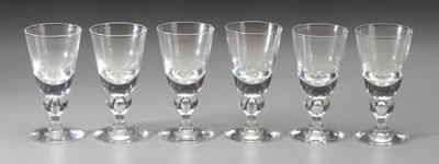 Appraisal: Set of six Steuben goblets teardrop design with round bases