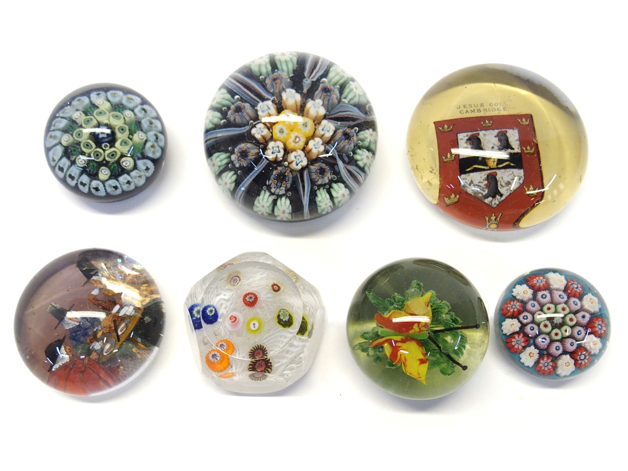 Appraisal: Group of seven glass paperweights