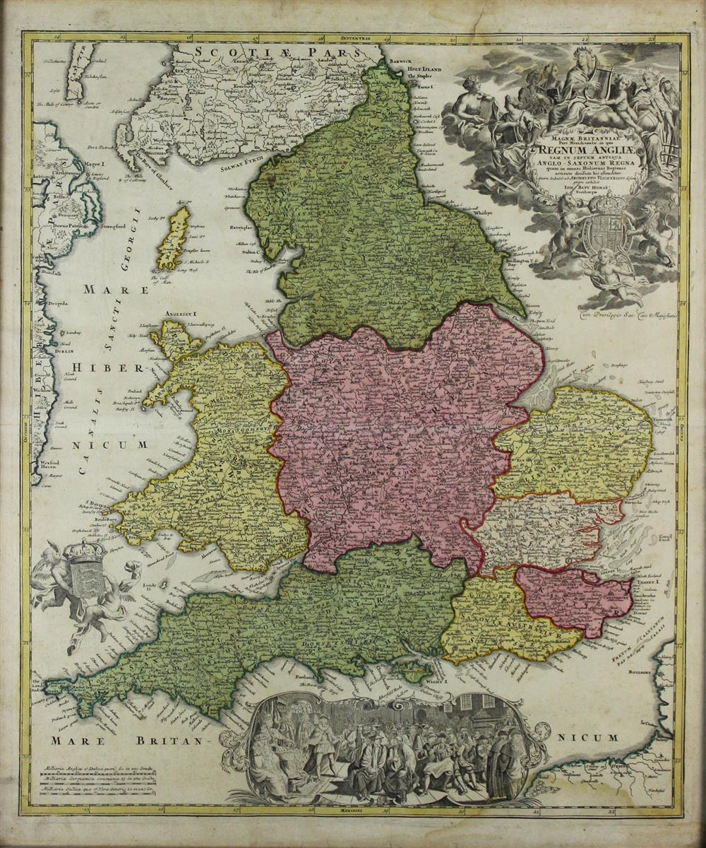 Appraisal: JOHAN BAPIST HOMANN GERMAN - REGNUM ANGLIAE MAP OF ENGLAND