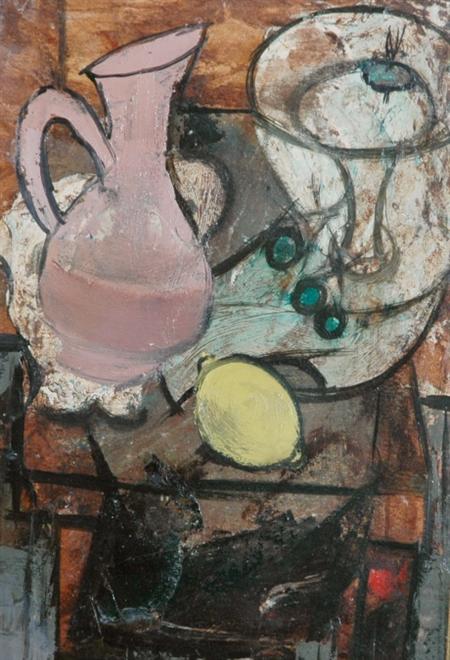 Appraisal: Charles Levier French - Still Life with Glasswear and Fruit