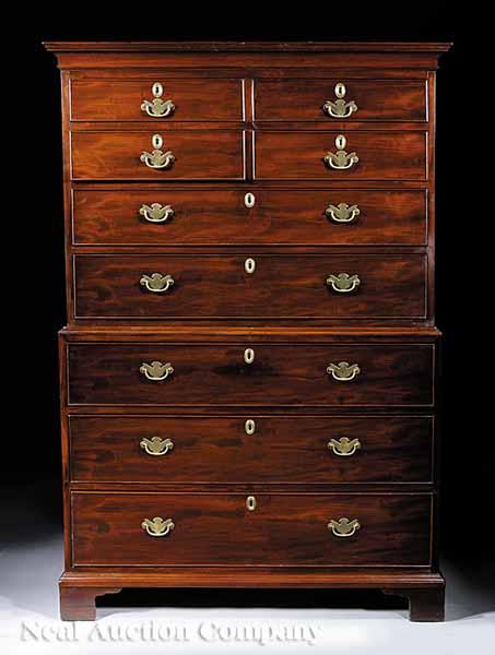 Appraisal: A George III Mahogany Chest-on-Chest late th c molded cornice