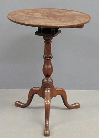 Appraisal: - Queen Anne mahogany candlestand c with a circular dish