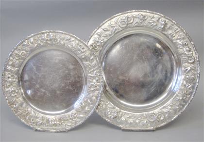 Appraisal: Large sterling silver repousse tray and sterling silver repousse plate