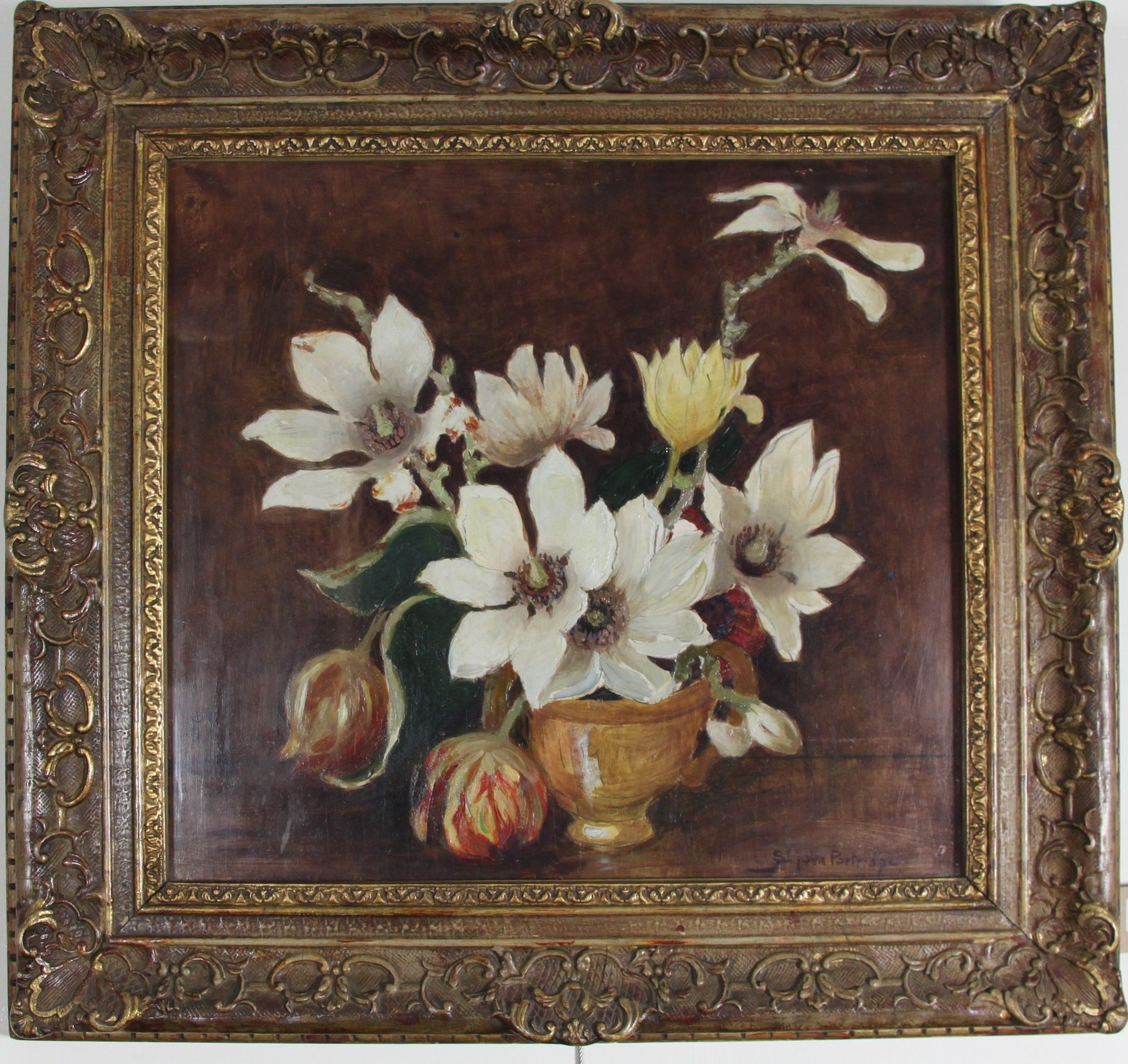 Appraisal: Annie St John Partridge Magnolias signed lower right oil on