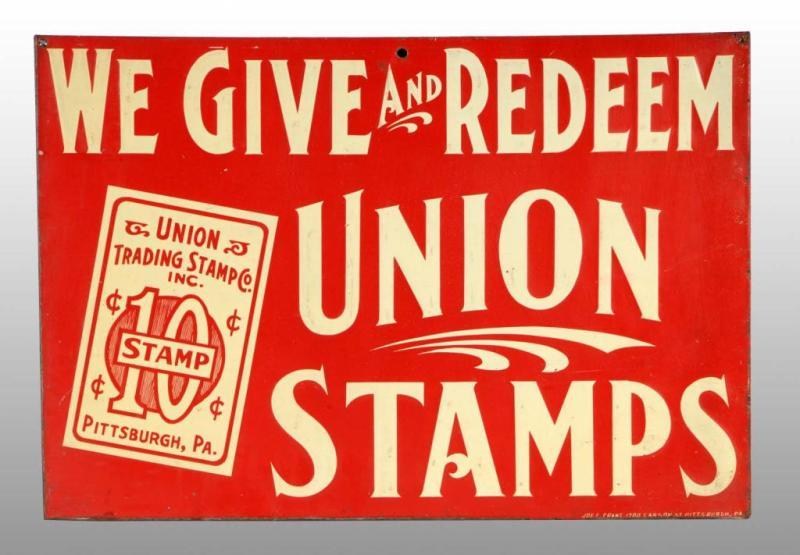 Appraisal: Embossed Tin Union Stamps Sign Description s to s Only