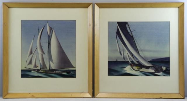 Appraisal: BERNATH Sandor Watercolors of Sailboats Signed lower left Sandor Bernath