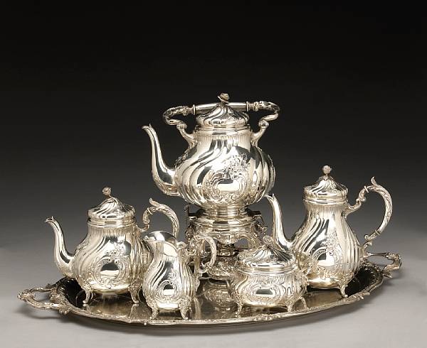 Appraisal: A German standard silver five piece tea and coffee set