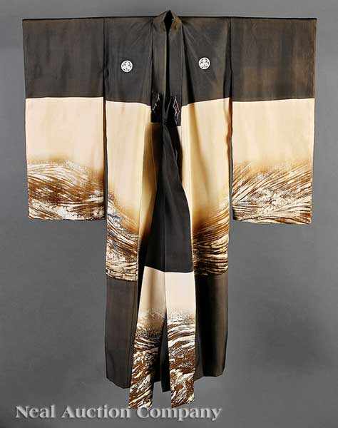 Appraisal: A Japanese Painted and Embroidered Silk Robe Haori late Meiji