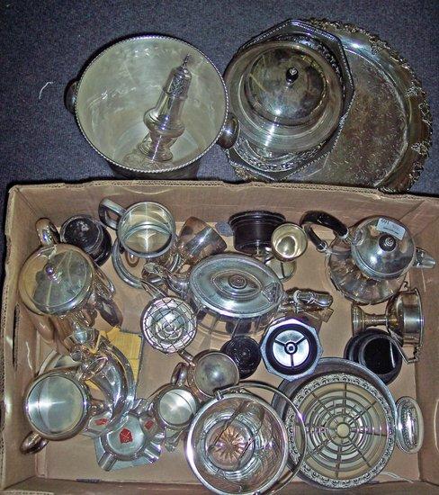 Appraisal: A quantity of plated items including teapots salvers and an