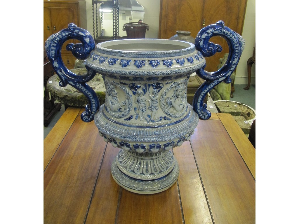 Appraisal: Large Mettlach two handled planter