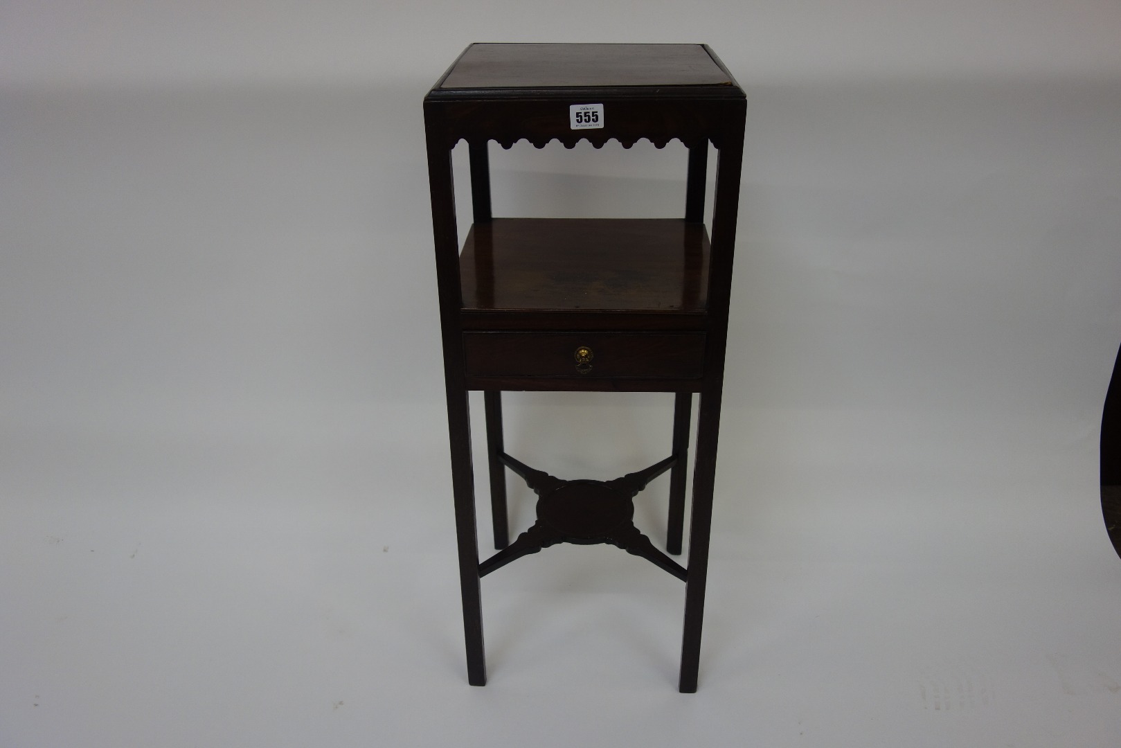 Appraisal: A George III mahogany square three tier toilet stand with