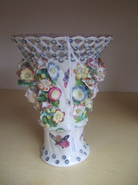 Appraisal: A Continental porcelain vase with pierced rim late th century