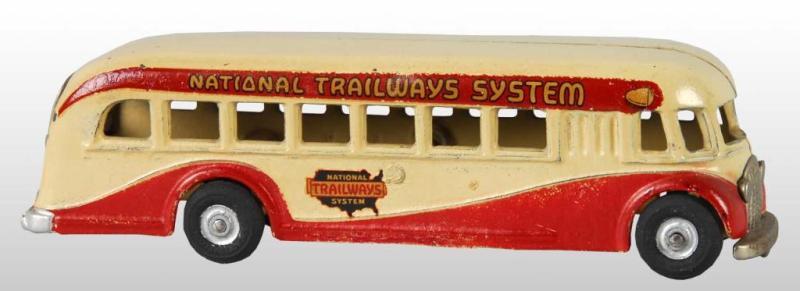 Appraisal: Cast Iron Arcade National Trailway System Bus Toy Description American