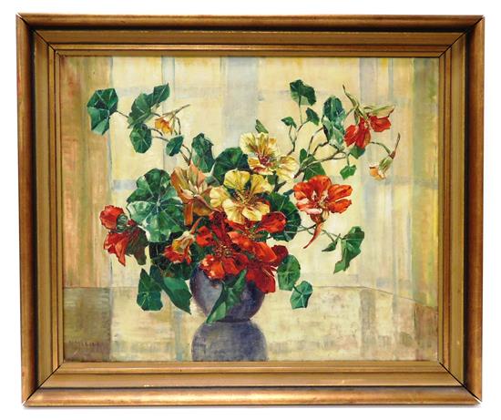 Appraisal: Lisbeth Wersall th C oil on canvas still life with