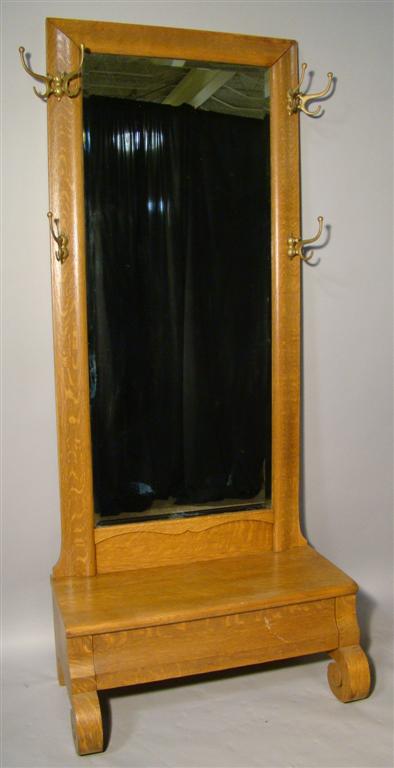 Appraisal: W B MOSES AND SONS OAK HALL TREE WITH MIRROR