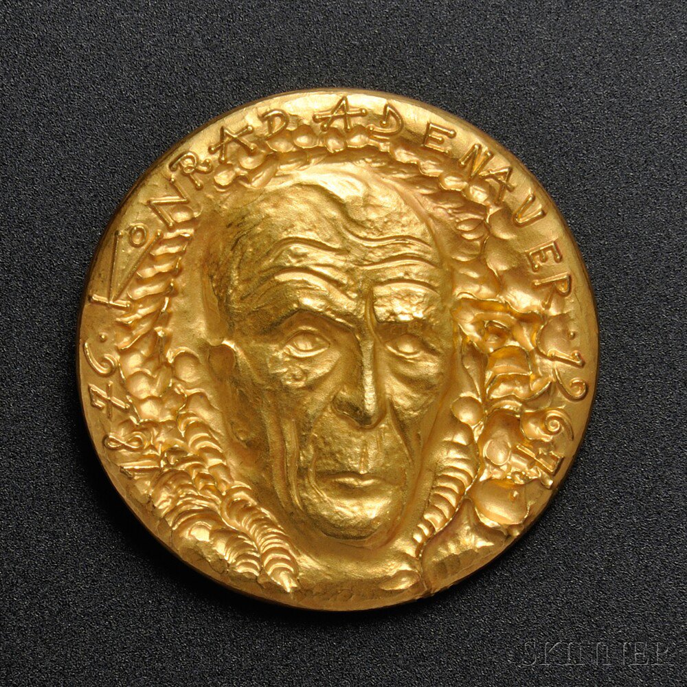 Appraisal: Salvador Dali Konrad Adenauer Fine Gold Medallion with the likeness