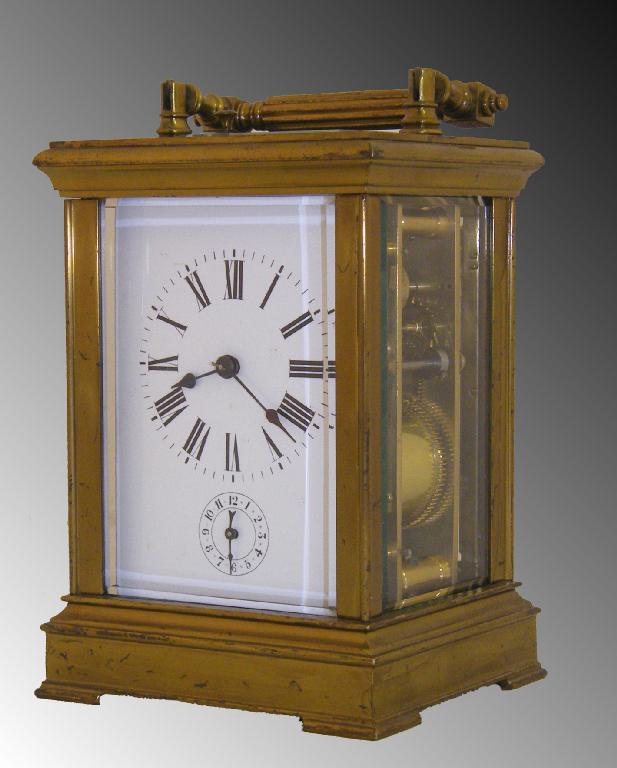 Appraisal: Repeater alarm carriage clock striking on a gong the principal