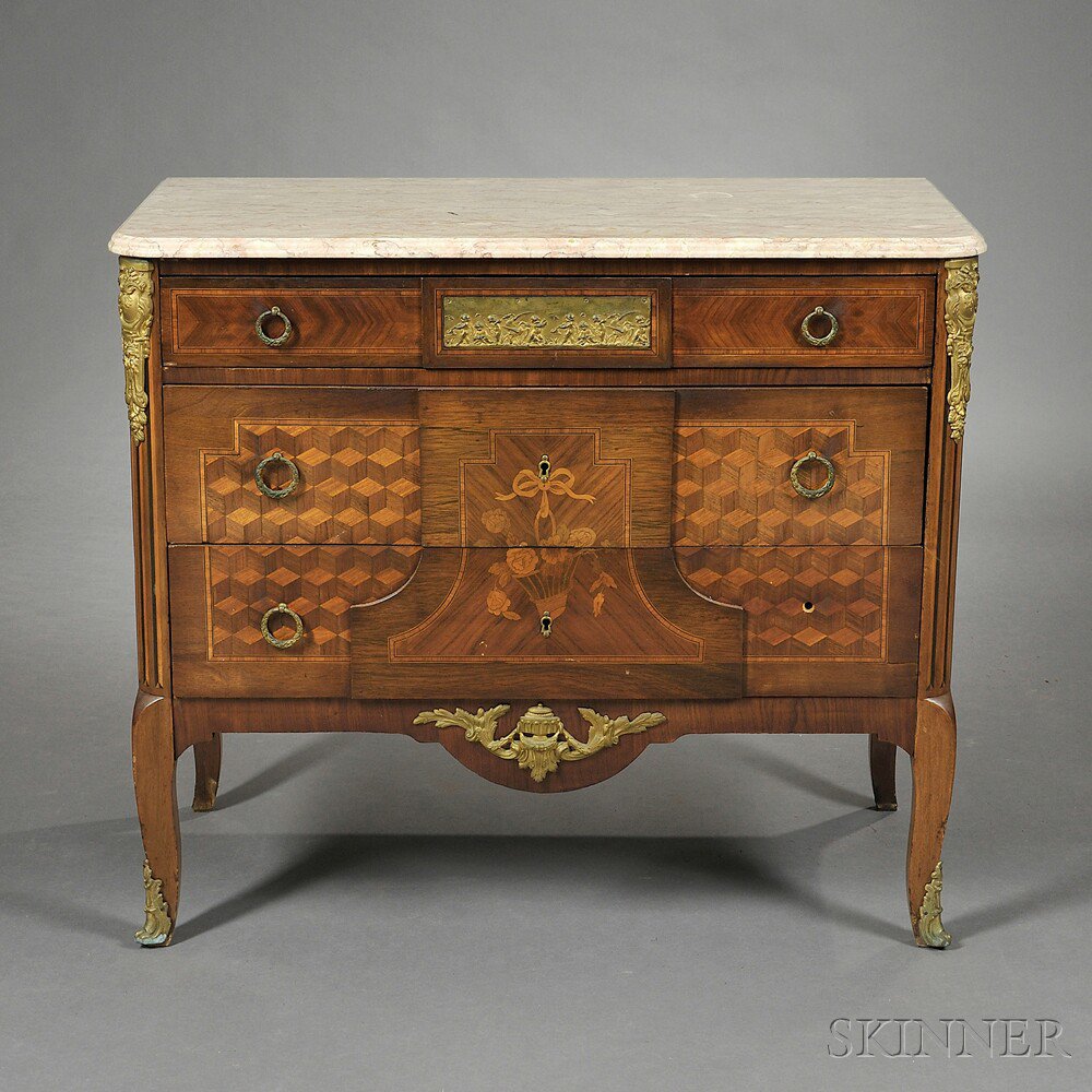 Appraisal: Louis XVI-style Ormolu-mounted Marble-top Commode late th early th century