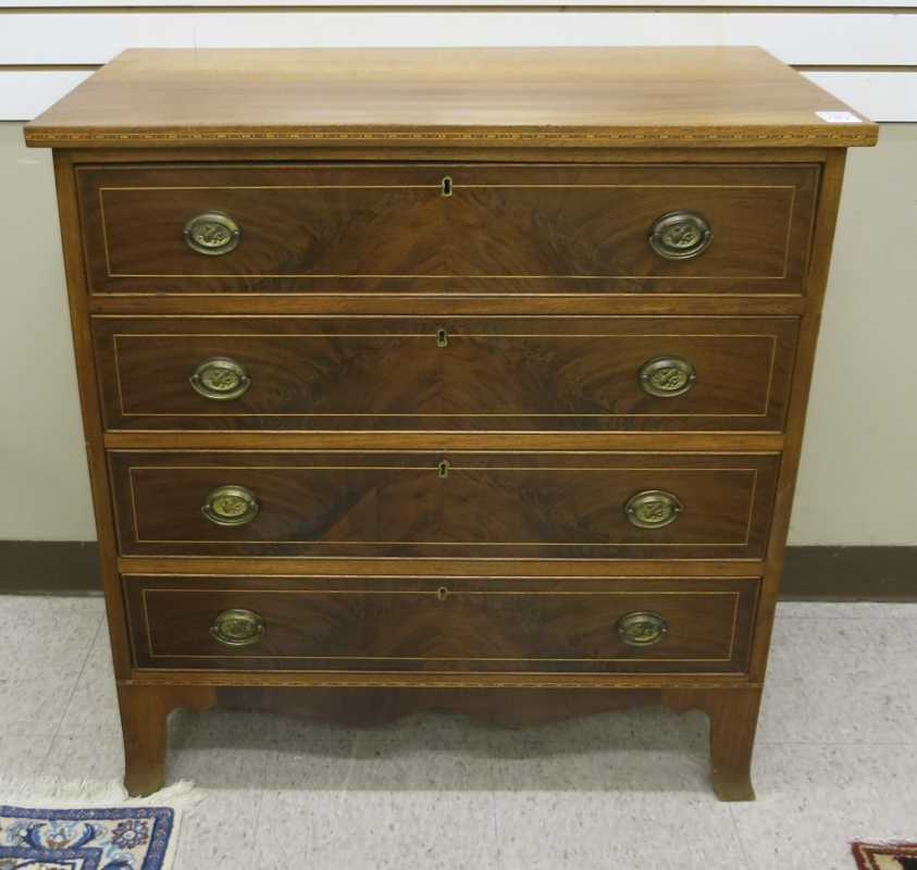 Appraisal: FEDERAL MAHOGANY BACHELOR'S CHEST American th century having four drawers