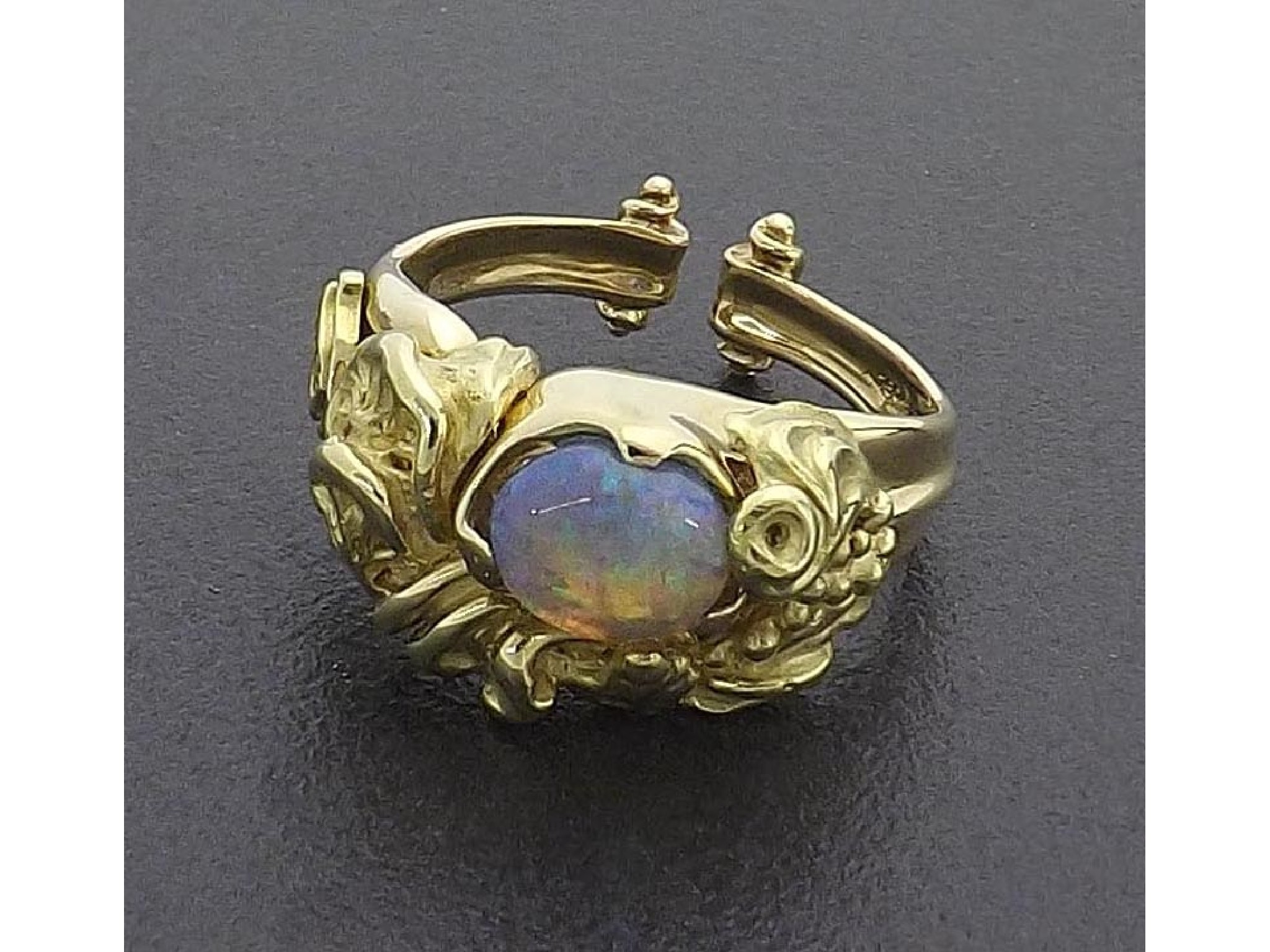 Appraisal: ct black opal cast design ring gm ring size J