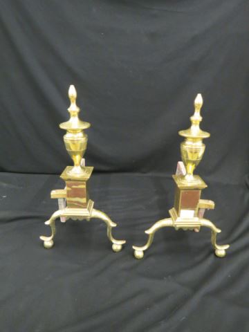 Appraisal: Brass Andirons urn and pedestal style ball feet tall