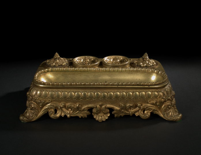 Appraisal: Large English Gilt-Bronze Double Standish third quarter th century in