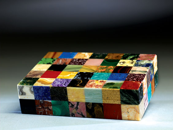 Appraisal: TESSELLATED STONE BOX - RAINBOW OF NATURAL COLORS World Wide