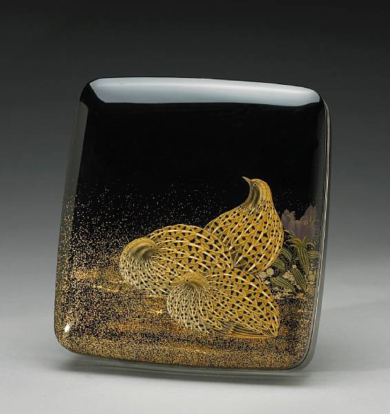 Appraisal: A gilt and black lacquer suzuribako Meiji Period With a