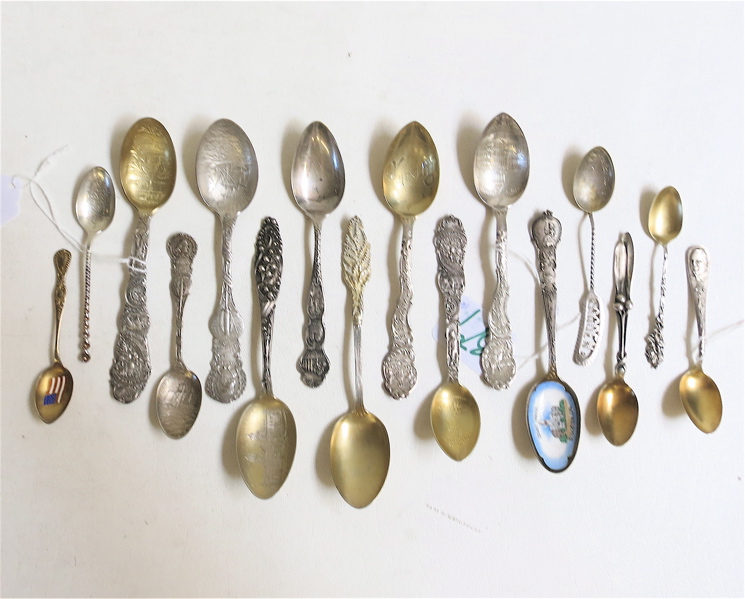 Appraisal: STERLING SILVER SOUVENIR OTHER SPOONS sixteen pieces various makers and