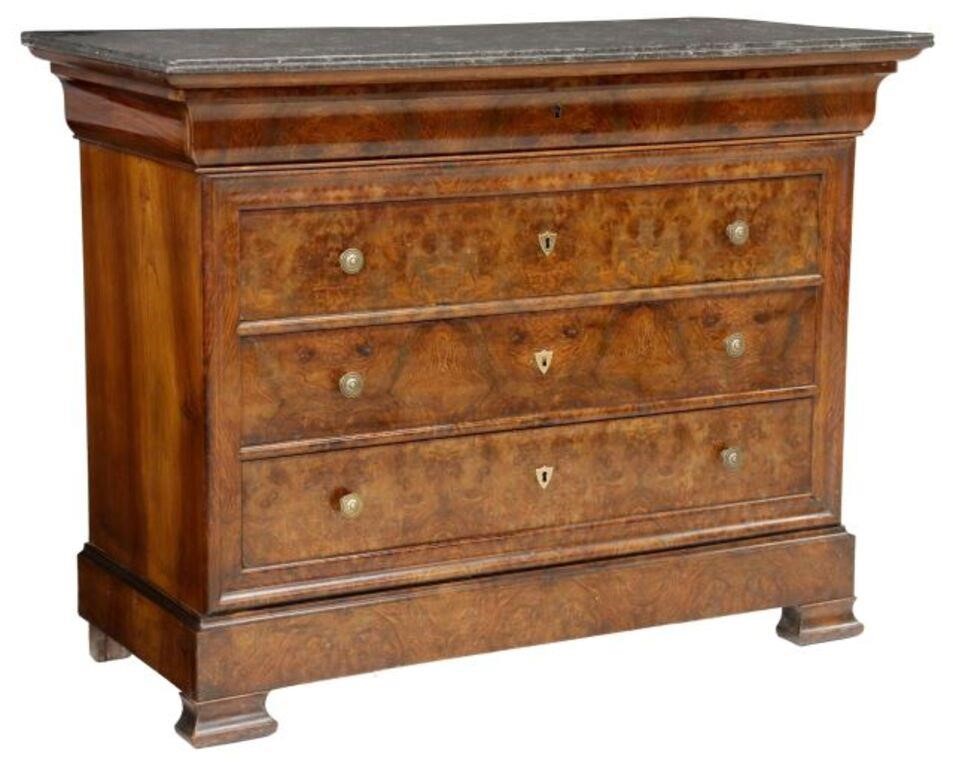 Appraisal: French Louis Philippe period marble-top commode mid th c burled