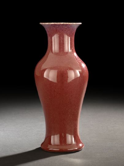 Appraisal: Chinese Oxblood Glazed Baluster-Form Vase th century the heavily potted