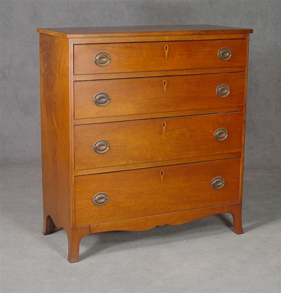 Appraisal: Cherry Four-Drawer Chest of Drawers Circa French bracket feet Inlaid