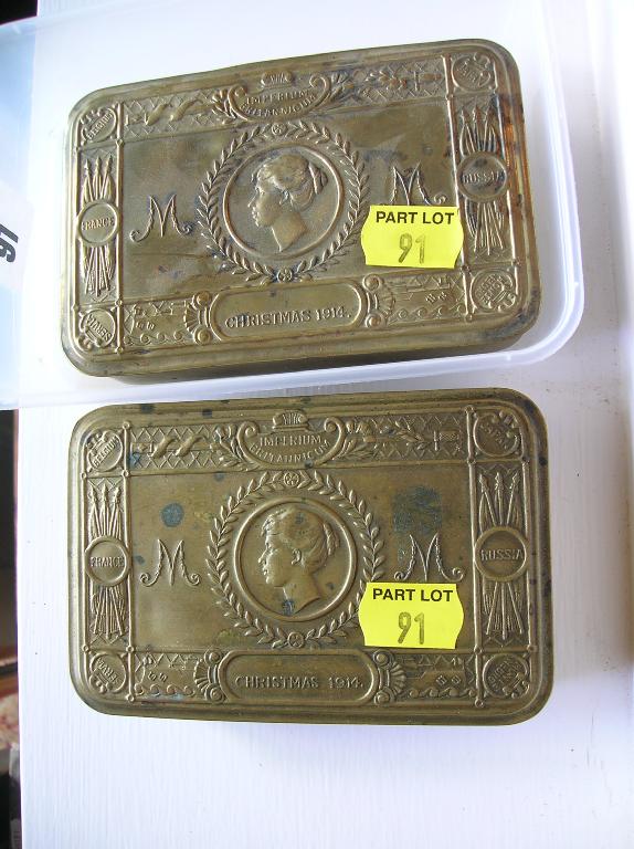 Appraisal: Two WWI brass boxes with stamped lids from the Princess