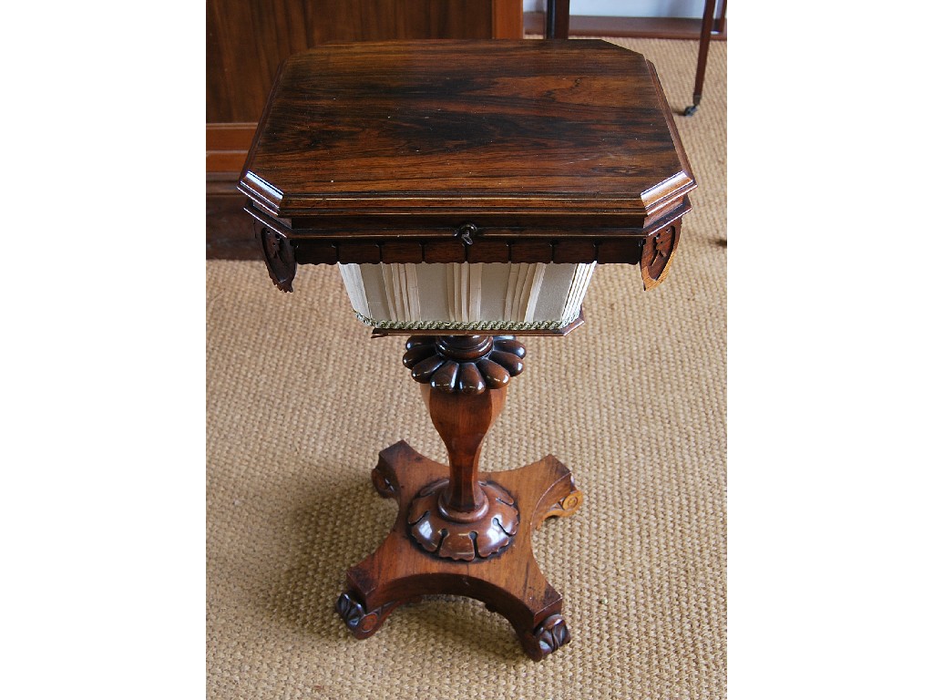 Appraisal: A good Regency rosewood work table the hinged top with