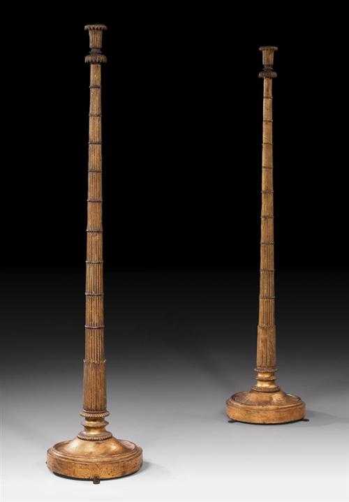 Appraisal: PAIR OF PORTE-TORCHERES Louis XVI Northern Italy circa Fluted and