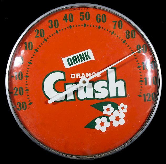 Appraisal: Mid th Century Orange Crush Thermometer Offered in this lot