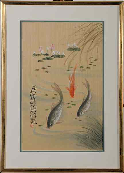 Appraisal: Japanese Wildlife Painting Watercolor on Linen Japanese th century signed