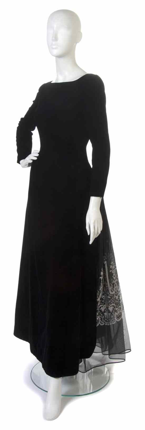 Appraisal: A Carolina Herrera Black Velvet Evening Gown with a black