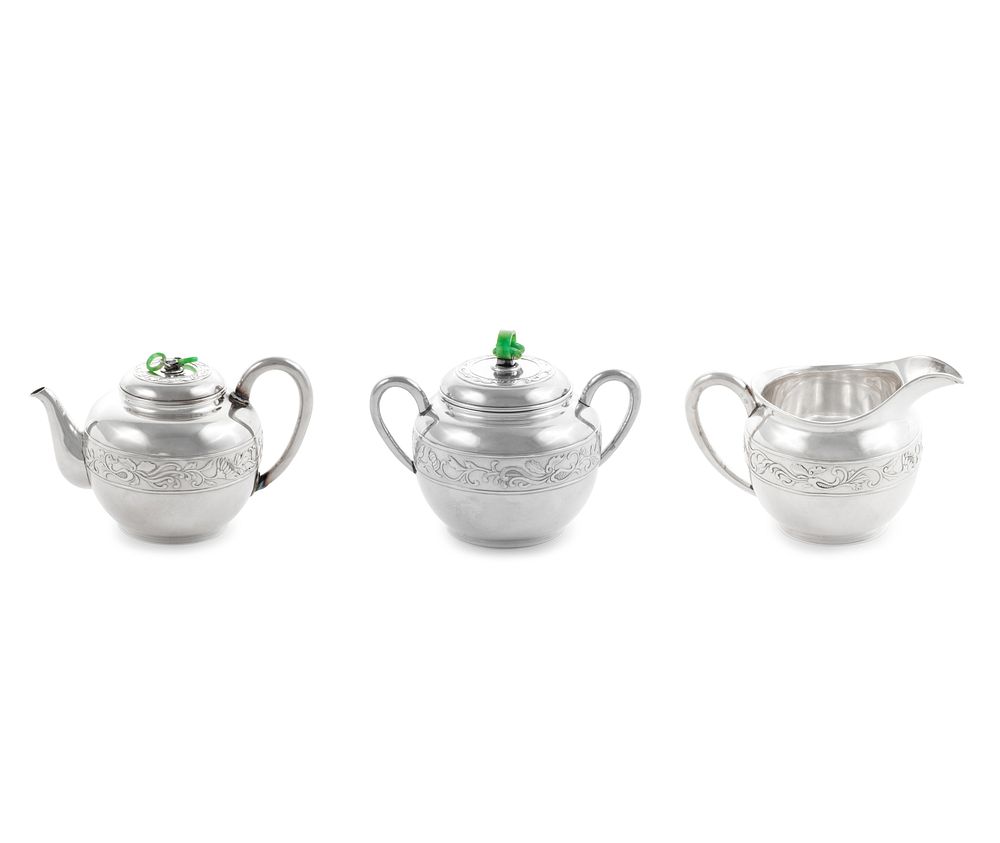 Appraisal: A Japanese Export Silver Three-Piece Tea Service A Japanese Export