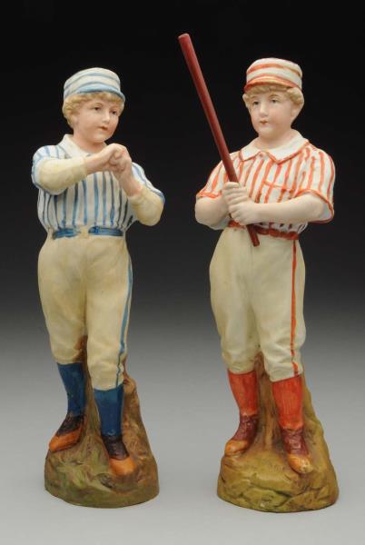 Appraisal: Pair of German Bisque Figurines Two boys playing ball one