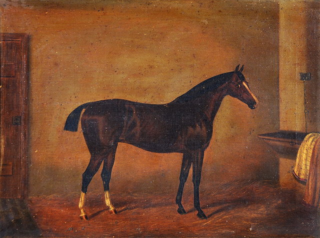 Appraisal: th Century English SchoolA race horse in a stable indistinctly