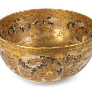 Appraisal: A Satsuma Thousand Immortals Punchbowl TH CENTURY marked Dainihon bi