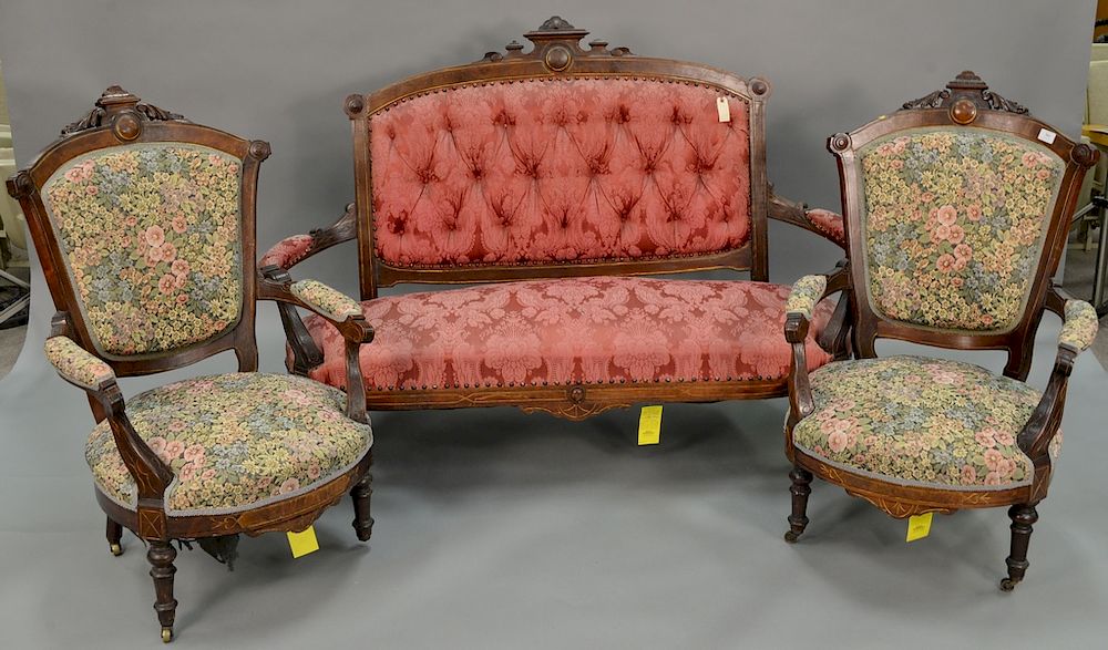 Appraisal: Three piece Victorian parlor set to include sofa ht in