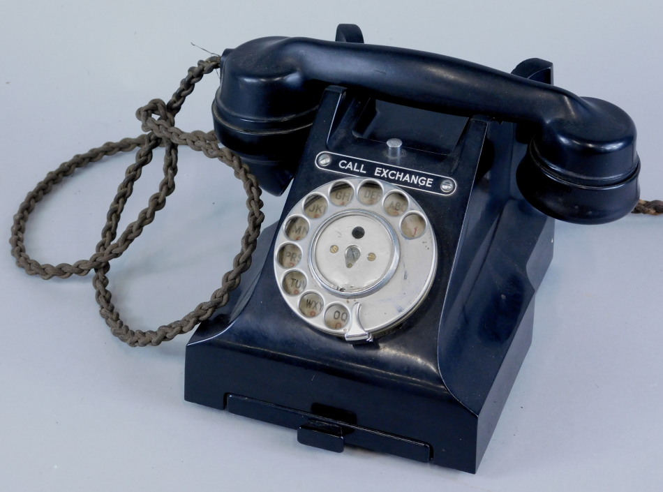 Appraisal: A black Bakelite telephone number to reverse F S A