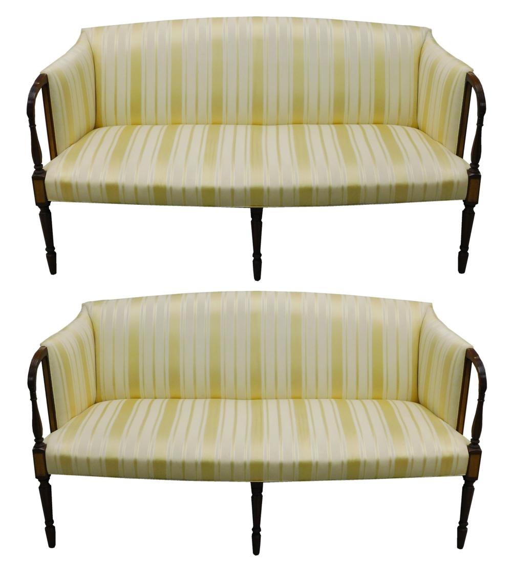 Appraisal: Pair of Sheraton style sofas by Southwood North Shore inlaid