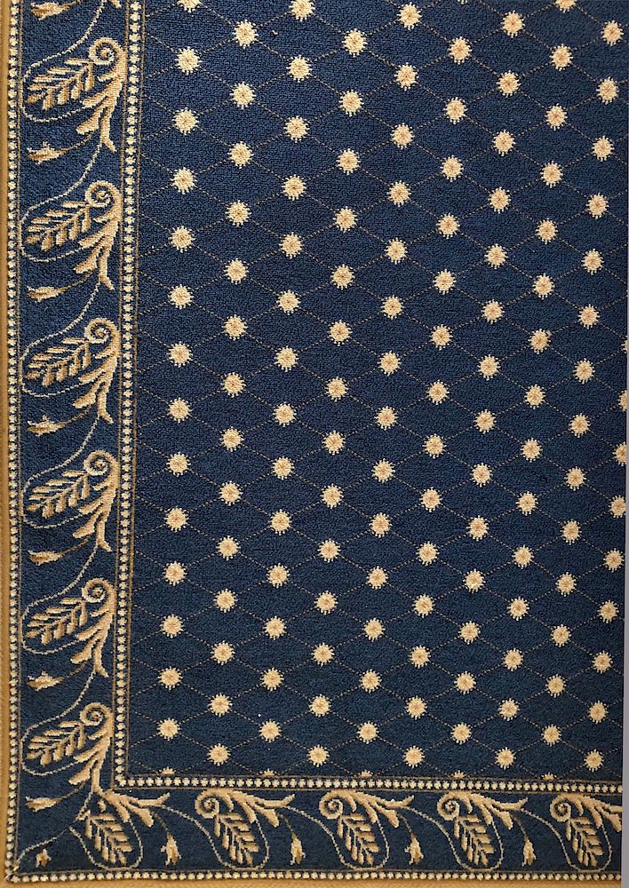 Appraisal: Navy Blue and Creme Broadloom Carpet with Leafy Vine Border