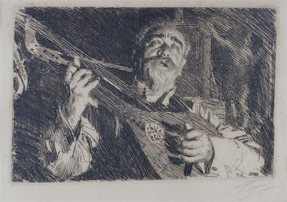 Appraisal: ANDERS ZORN SWEDISH - VICKE Etching x in sight Framed