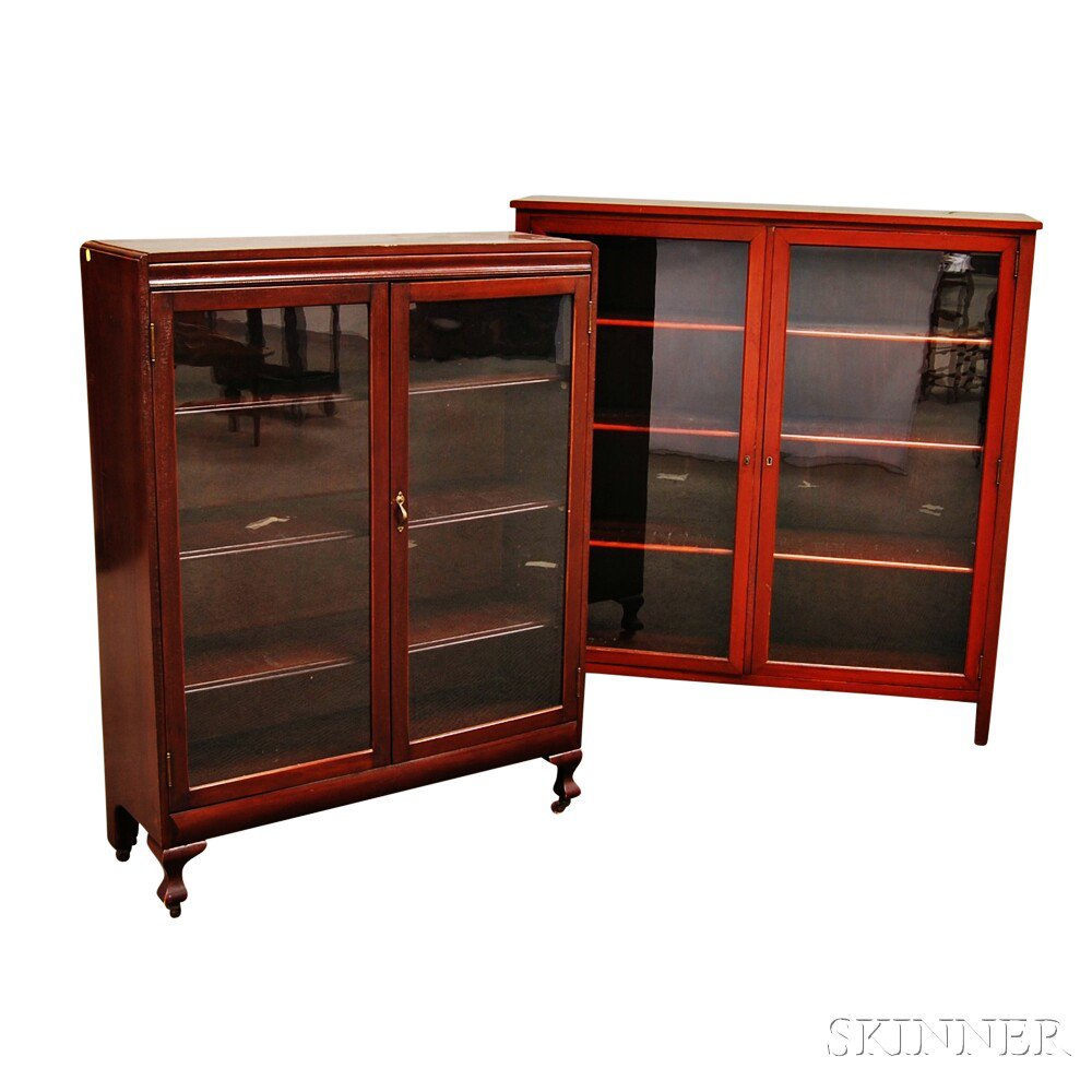 Appraisal: Two Stained Wood Bookcases both with two glazed doors one