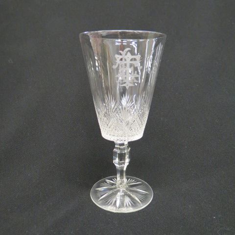 Appraisal: Cut Crystal Goblets diamond fan designs microgram tall excellent