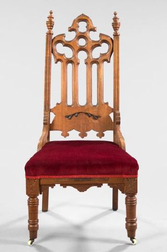 Appraisal: American Gothic Revival Walnut Tall-Back Hall Chair third quarter th